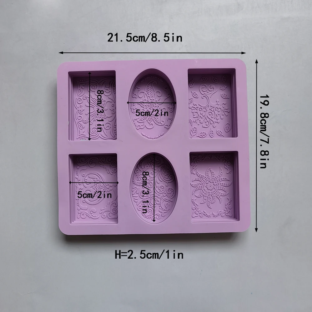 Oval and Square Flower Carving Soap Making Mould Silicone Handmad Soap Mold Supplies Diy Gypsum Crafts MoonCake Tools