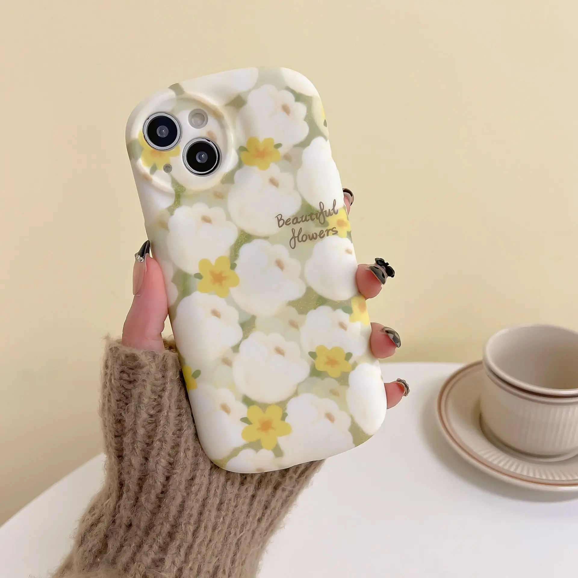 Sweet girls retro white flowers oil painting art Phone case For iPhone 14  13 11 12 Pro Max 14 Plus Xr Xs Max X case Cute Cover - AliExpress