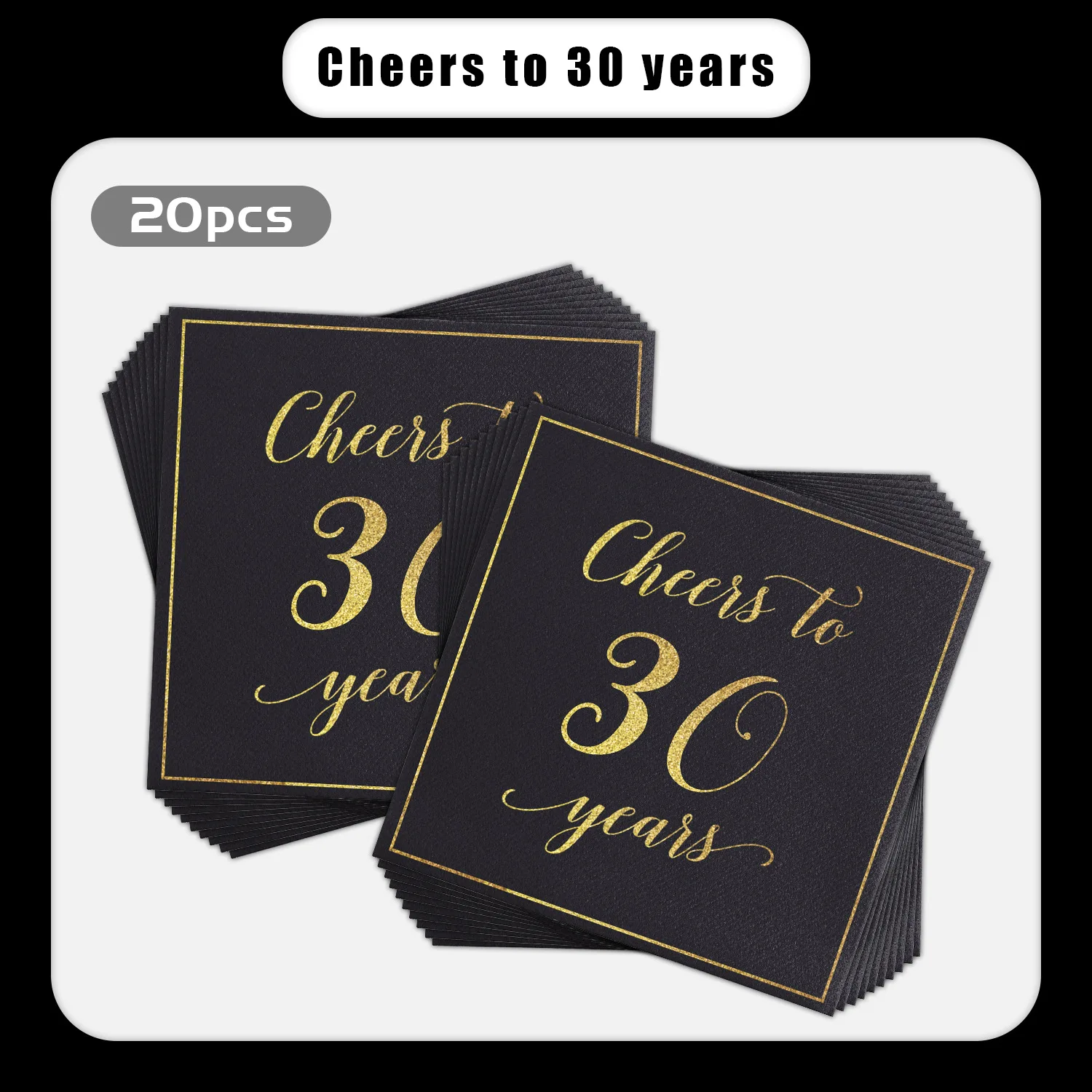 Black Gold Napkins Disposable Party Paper Napkins 30 40 50 60th Birthday Party Supplies Black and Gold Dinner Decorations