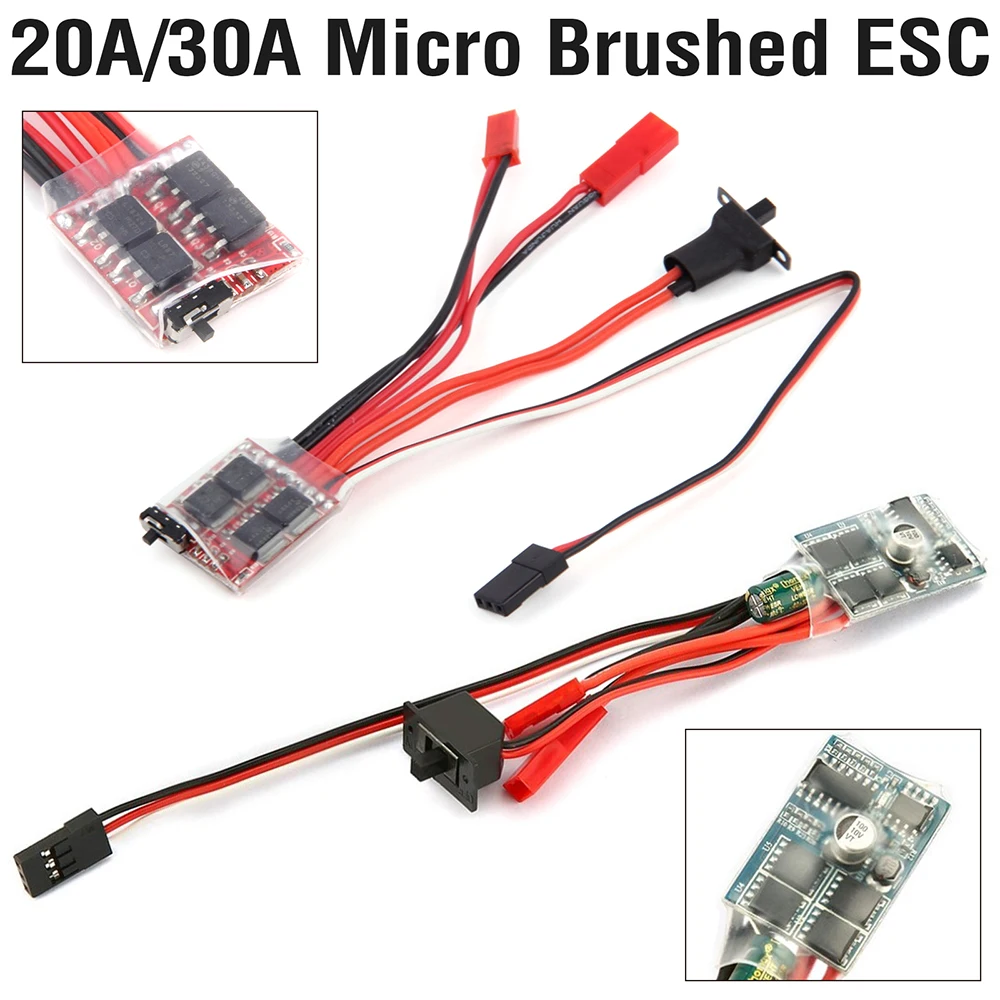 

20A 30A Brushed ESC RC Motor Micro ESC Electric Speed Controller 2S 4~8v for DIY Mini 1/16 1/18 1/24 RC Car Boat Tank w/Brake