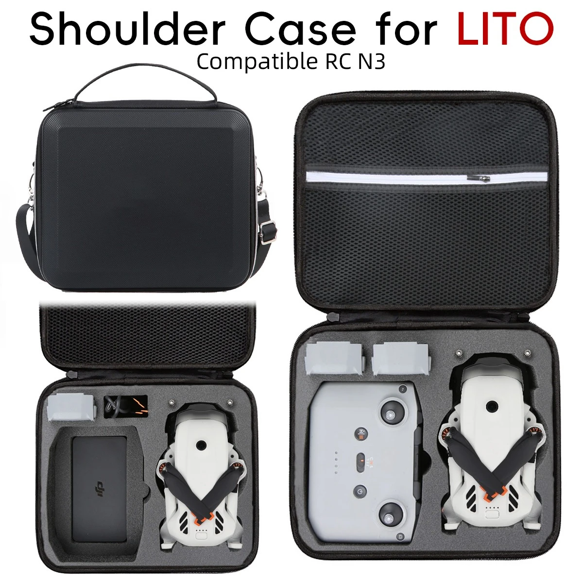 DJI Lito 1/Lito X1 RC N3 제어 액세서리용 휴대용 핸드헬드 어깨 보호 가방 충격 방지 운반 케이스 보관함