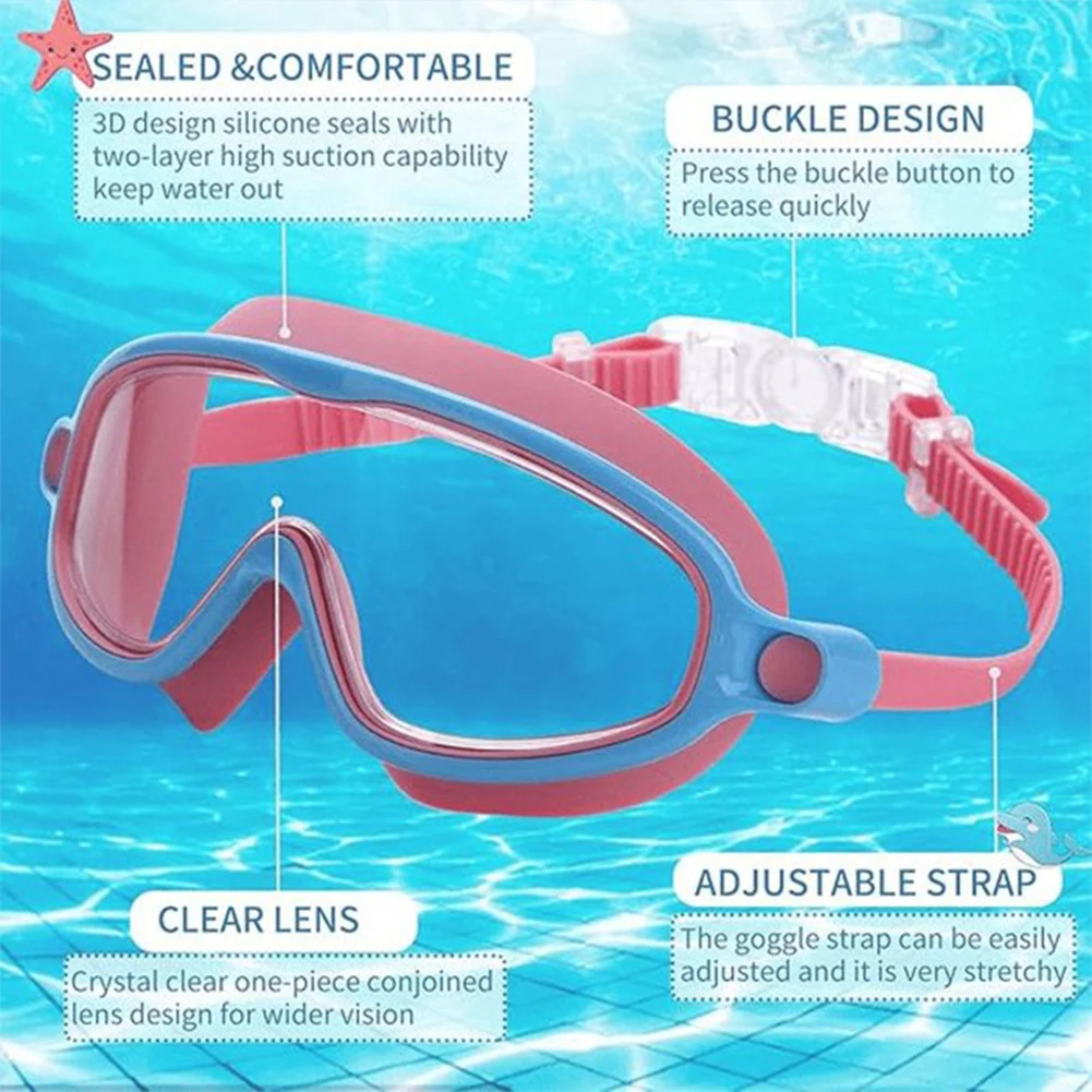 Kids Swimming Goggles No Leaking Swim Glasses with Ear Plugs Nose Clip for Children From 4 To 15 Years Old