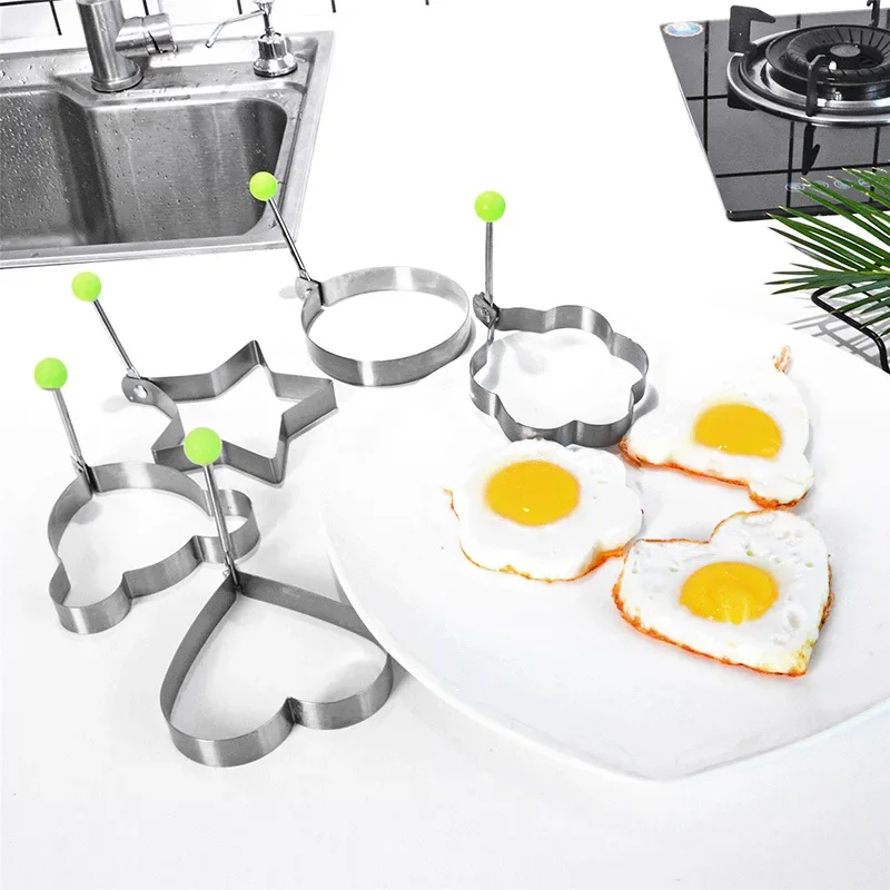 Egg Mold Egg Ring Stainless Steel Egg Shaper Mold DIY Breakfast Ham Deep Frying Pancake Rings Sandwich Non-stick Kitchen Cooking Accessor
