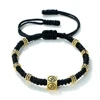 Bracelet tressé vintage Om avec perles carrées, fait main, réglable, porte-bonheur et protection, pour femmes, hommes, couples, bijou de poignet, cadeau