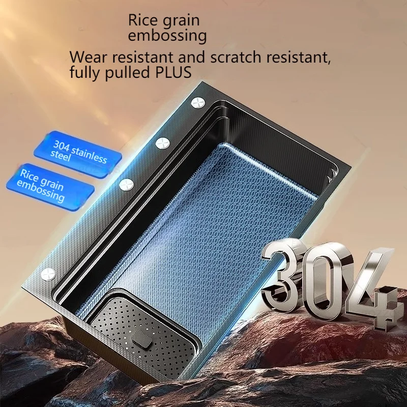 Stainless Steel Kitchen Sink Household Thickened Large Single Slot Washbasin Bowl Sinks Undercounter Basin left drainage 4