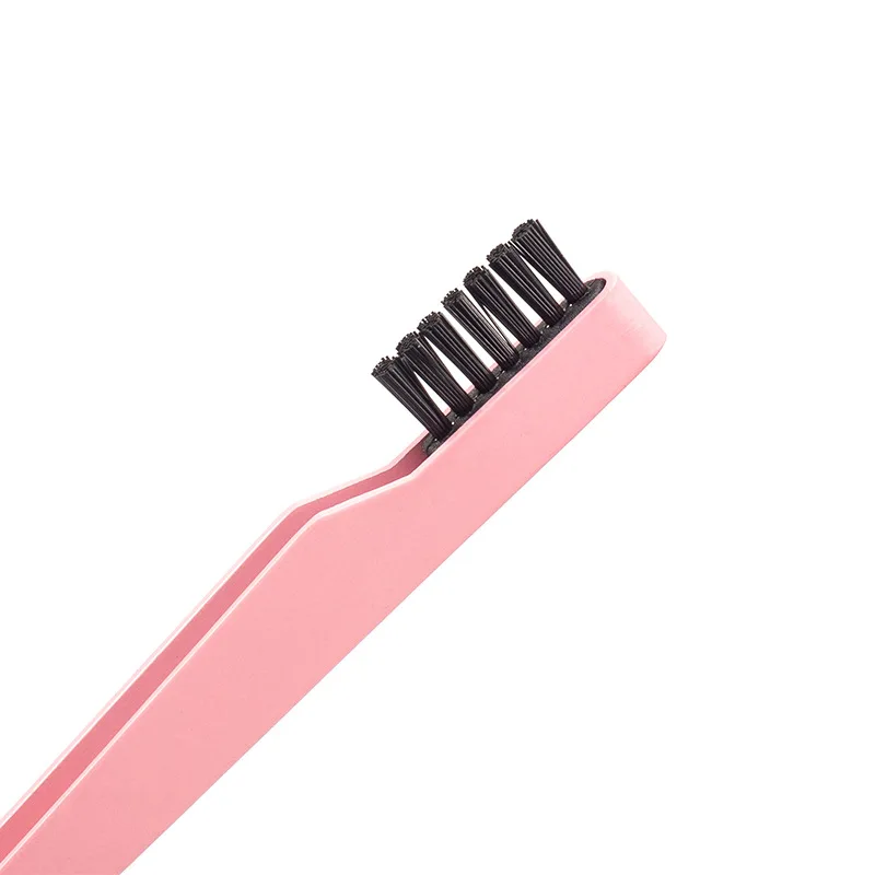 Beauty Tools Stainless Steel 2-in-1 Bristle Brush Eyebrow Clip Bristle Brush Diagonal Tweezers Eyebrow Plucking Tools 2