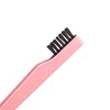 Beauty Tools Stainless Steel 2-in-1 Bristle Brush Eyebrow Clip Bristle Brush Diagonal Tweezers Eyebrow Plucking Tools 2