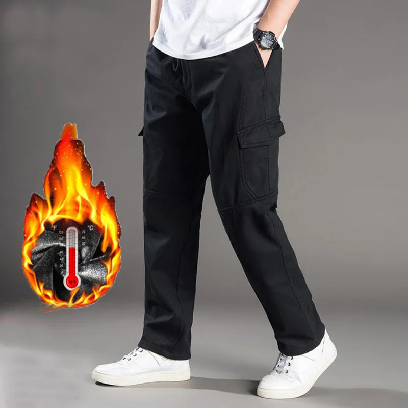 

Size 8XL 160KG spring winter fleece Men thick cargo pants safari style pants pants high street dance big pants