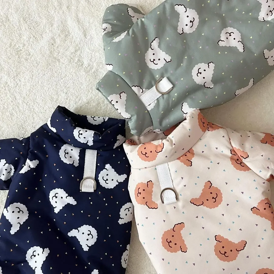 Autunno Inverno Cane Orso Stampa Quattro Zampe Cotone Imbottito Vestiti Addensato Caldo Cotone Cappotto Teddy Yorkshire Piccolo Cucciolo Pet Coat