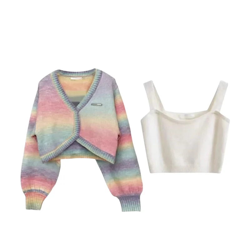 Spring Set Women's 2024 New Large Size Women's Sweetheart Slimming Cardigan Tank Top Versatile Jeans Three Piece Set for Woman