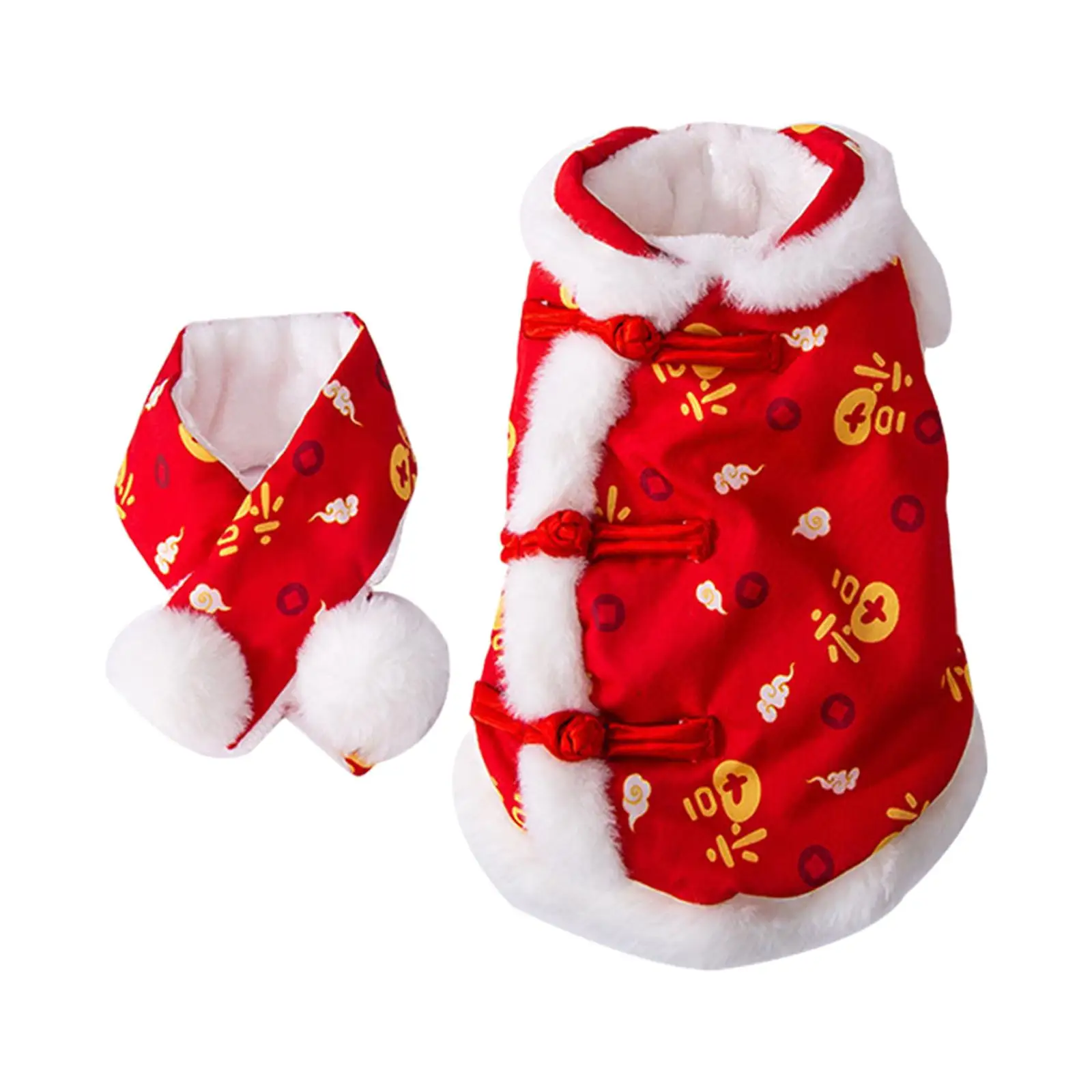 Dog Clothes with A Scarf New Year Pet Clothes for Chinese New Year Cosplay