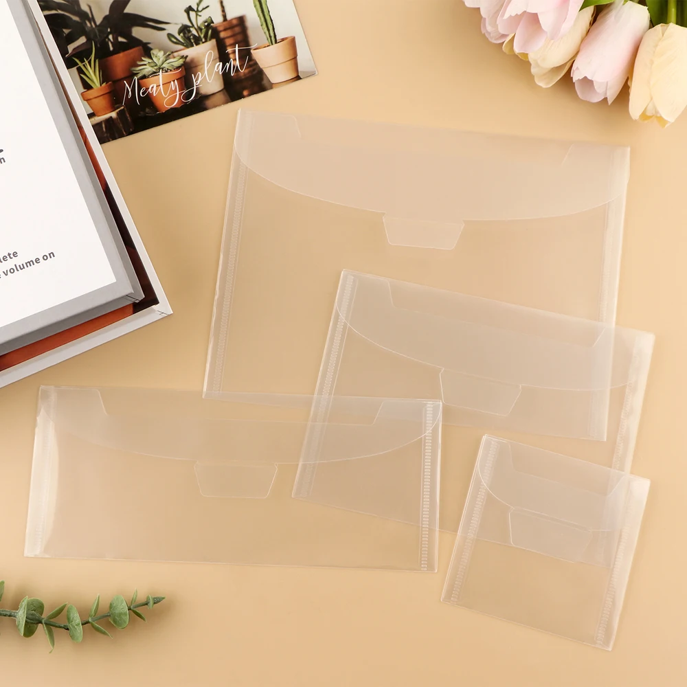 10pcs Various Sizes Clear Stamp & Die Storage Bag Resealable Plastic Envelopes Pockets for Cutting Dies Stencil Crafts Organizer