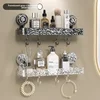Bathroom Storage Rack Wall Mounted Non Perforated Household Strong Suction Cup Storage Rack Bathroom Toiletries 2