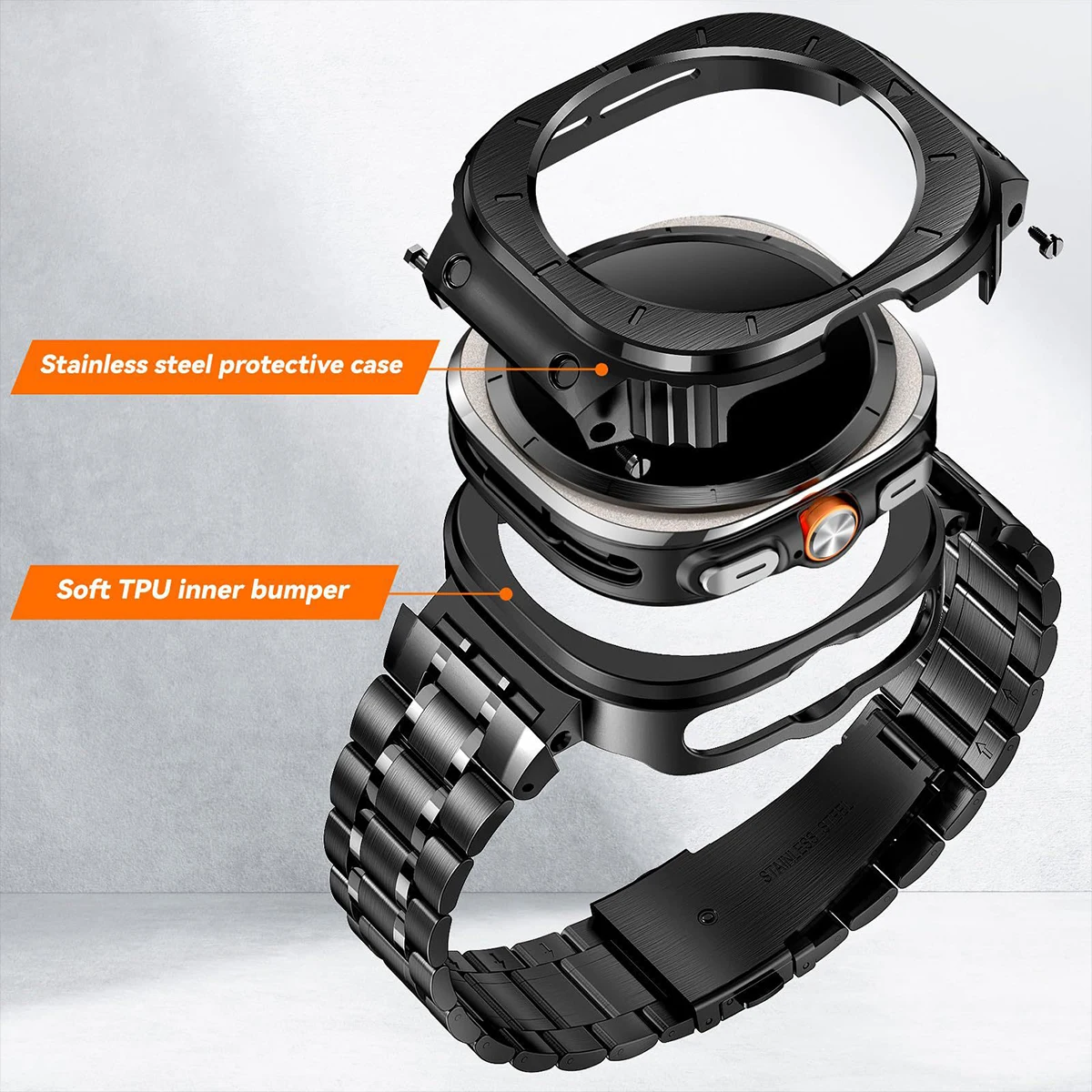 Premium Stainless Steel Watch Strap - Elegant Metal Band Bracelet Accessory