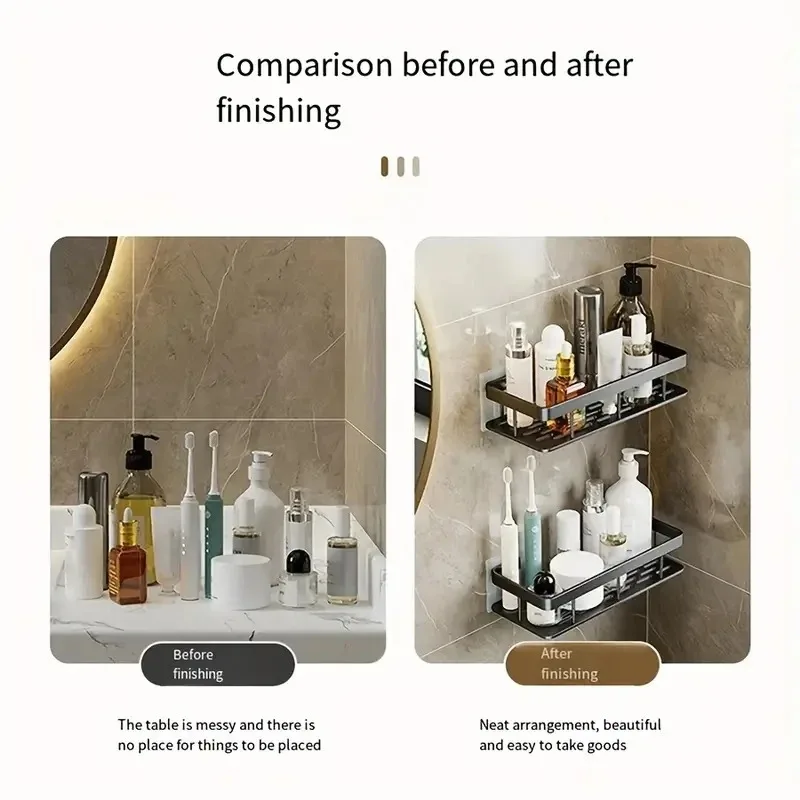 Bathroom Square Basket Suction Wall Shower Room Rectangular Perforation-free Bathroom Corner Shelf 4