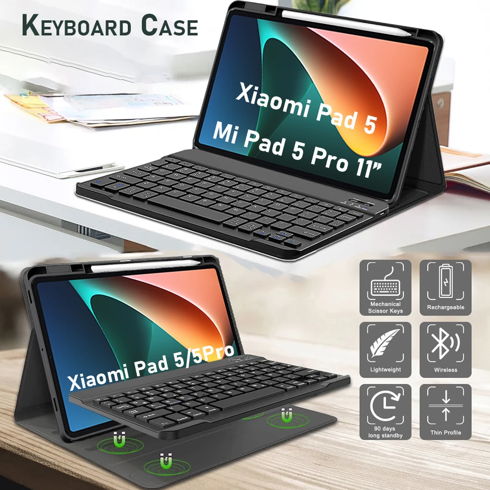 Elegant Bluetooth Keyboard Case with Pencil Holder