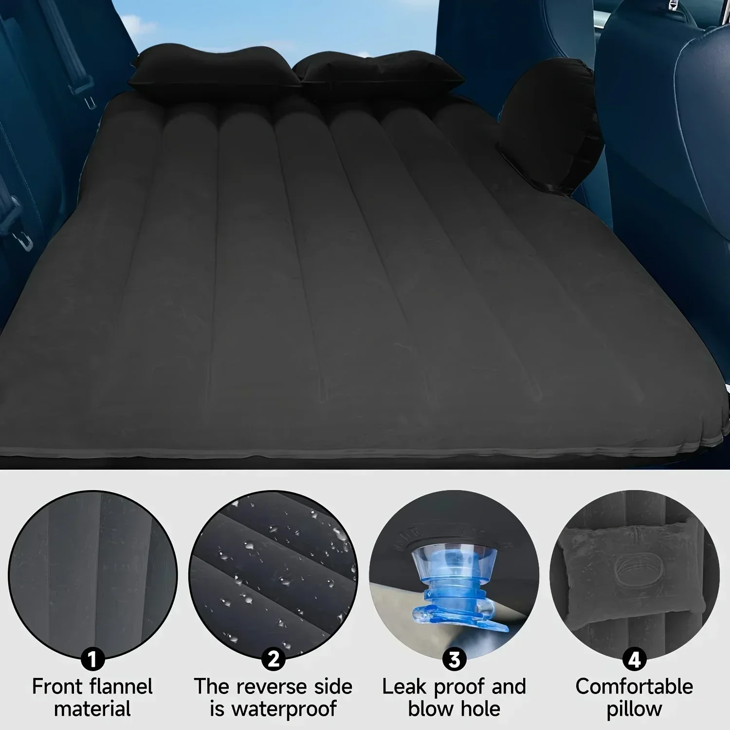 Car Bed Inflatable Seat Mattress Support Legs and Mattress Separate for Travel Outdoor Rest Comfortable&Supportive Sleeping Bed