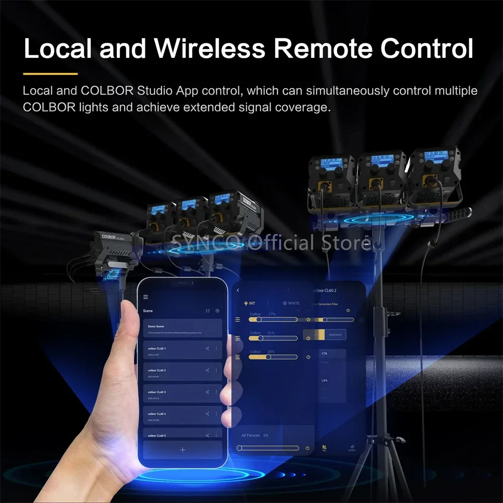 Synco COLBOR CL220 200W 2700-6500K Bi-Color PhotographyCOB Video Light with APP
