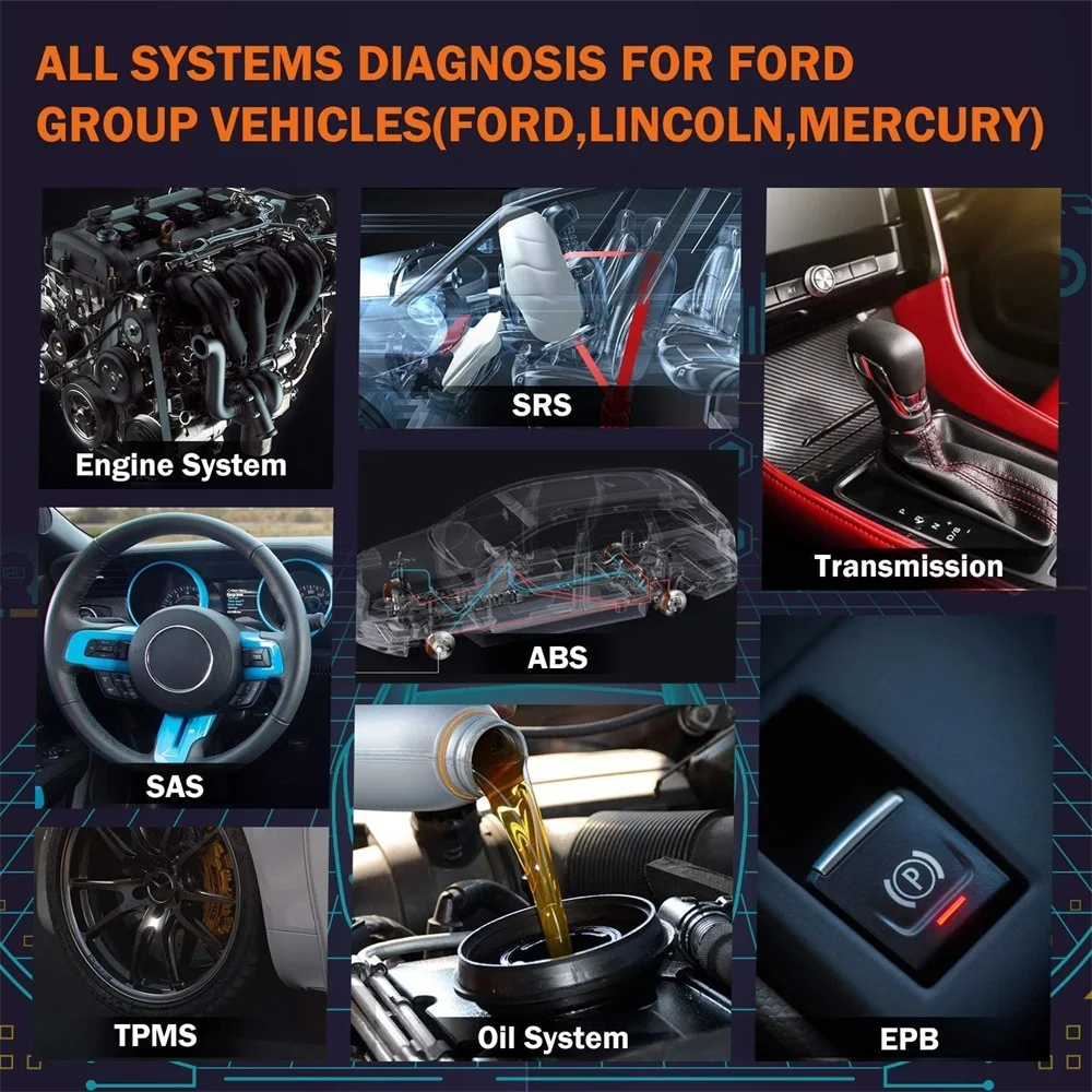 ANCEL FD700 OBD2 Scanner Full System Code Reader OBD 2 with Engine ABS SRS EPB/Throttle Oil Reset Car Diagnostic Tool for Ford 3