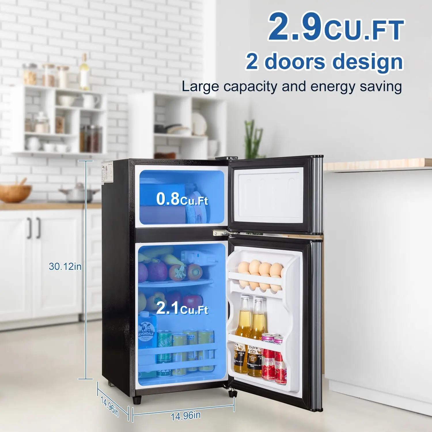 Mini Fridge with Freezer, 2.9 Cu.Ft Small Fridge, Energy Saving, Low Noise,7 Adjustable Thermostat, Double Door  Refrigerator 6 Mini Fridge with Freezer, 2.9 Cu.Ft Small Fridge, Energy Saving, Low Noise,7 Adjustable Thermostat, Double Door  Refrigerator 6