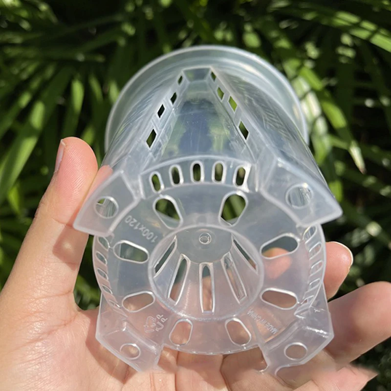 10cm 5Pcs Transparent Flower Pot Potted Phalaenopsis Orchid Green Plant Plastic Seedling Pot Orchid Gardening Supplies