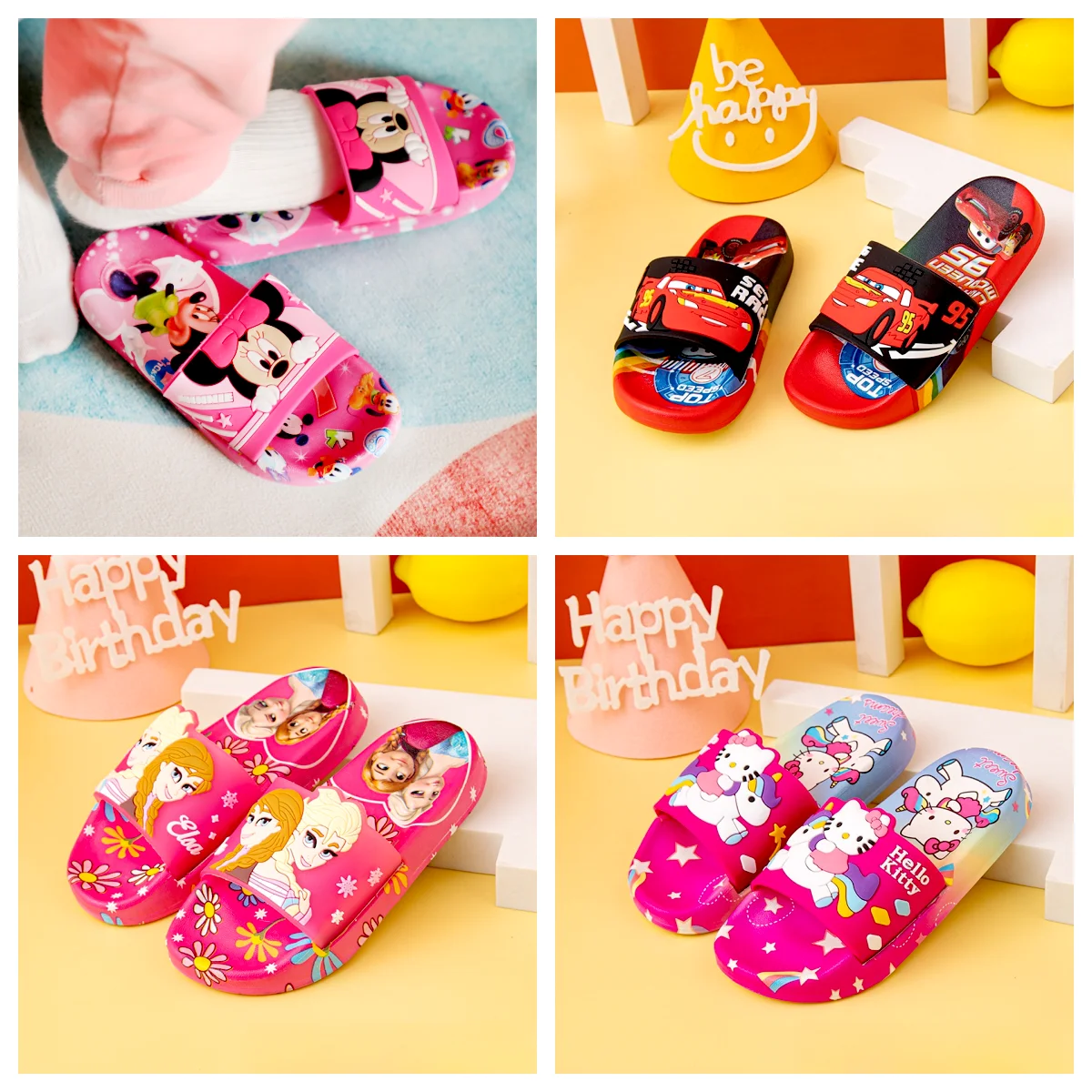 

Children Sandals Kids Cartoon Summer Toddler Boys Girls Anna Elsa Soft Sole Mickey Minnie Shoes Anti-Slip Slippers