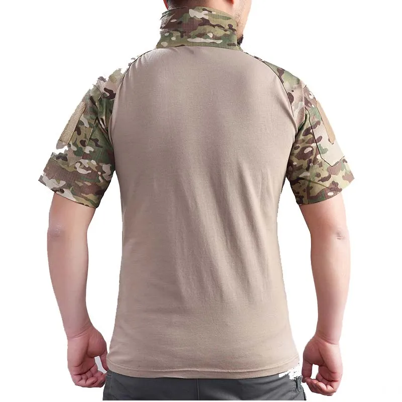 Summer Short Sleeve Combat Shirts Men 1/4 Zipper Cotton Tactical T Shirt Hiking Outdoor Training Shirts Wear Resistant Tops 5