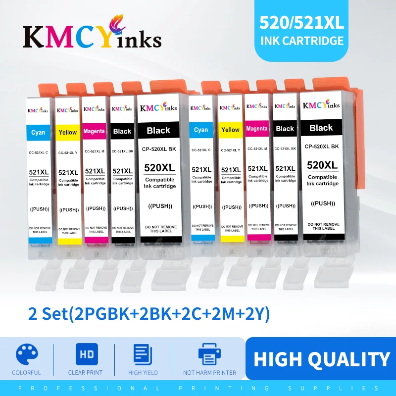 

Чернильные картриджи KMCYinks 10 шт., PGI 520 CLI 521 для принтера Canon PIXMA iP 3600 4600 4700 MP 540 550 560 620 630 640 MX860