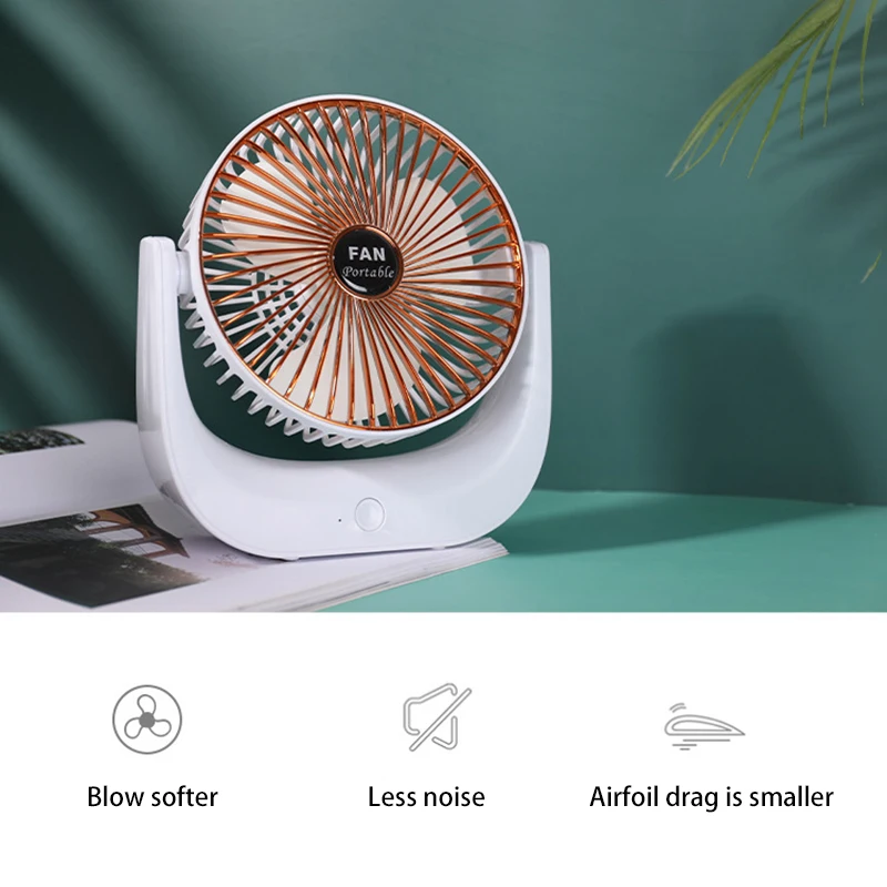 USB Mini Handheld Mute Desktop Fan Portable Electric Fan Summer for Home Outdoor Desk,White + Black HOT