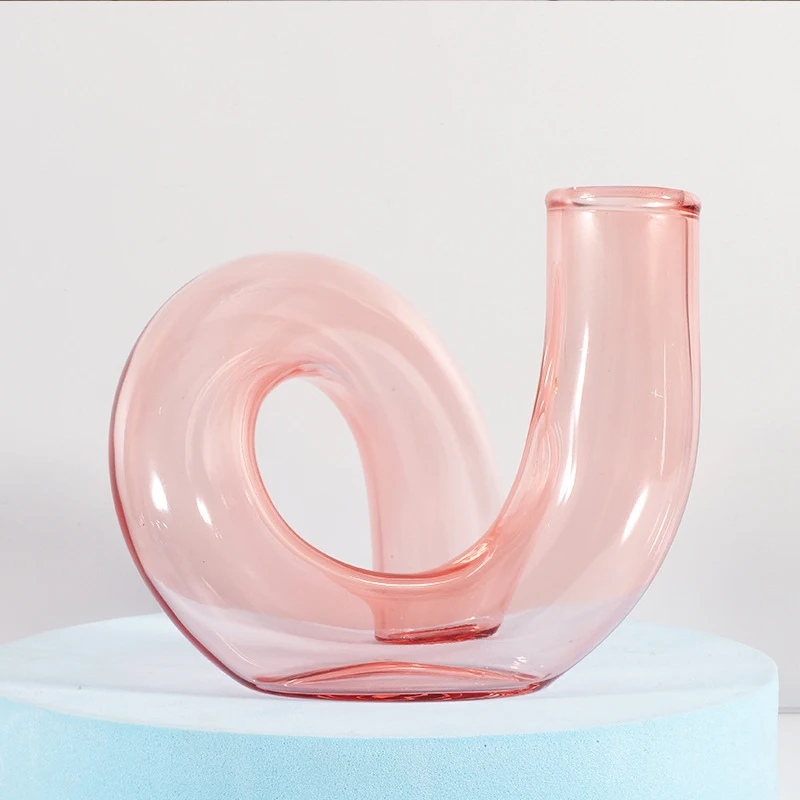 Shaped Clear Flower Vase Creative Twisted Glass Vase Candle Holders Wedding pieces Home Decoration Table Candlestick Holder 6