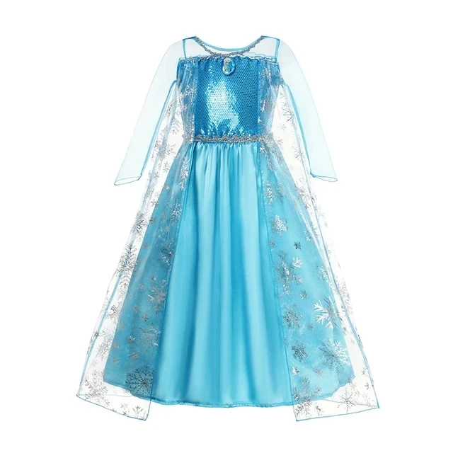 thumbnail image 1 of Vestido de princesa Elsa para niña, ropa de fiesta de cumpleaños, Carnaval, Anna, Blancanieves, Rapunzel, sirena, disfraz de Aurora, 1 of 5