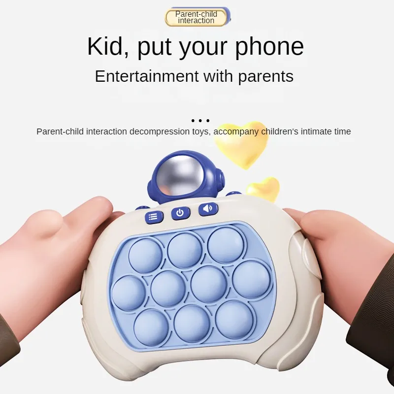 Pop It Game 999 Level Electronic Pop Quick Push Bubbles Game Machine Kids Cartoon Fun Squeezing Toys Anti Stress Sensory Bubble Toy Gifts