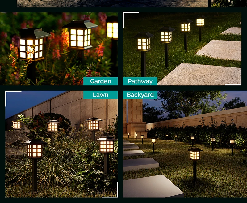 2/4/6/8/10/12Pcs Solar LED Pathway Lights Outdoor Waterproof Walkway Garden Deco