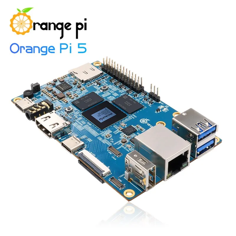 오렌지 파이 5 8GB RK3588S 8 코어 64 비트 PCIE 모듈, 외부 와이파이 BT 기가비트 이더넷, 전원 공급 옵션, 아크릴 방열판