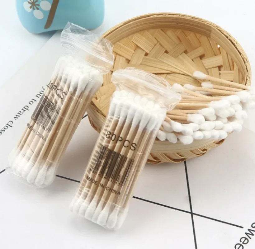 Baby Bamboo Cotton Swab Wood Sticks Soft Cotton Buds Cleaning of Ears Tampons Cotonete Pampons 100pcs/Pack