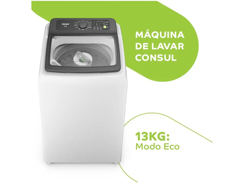 Lavadora de Roupas Consul 13kg Cesto Inox 12 Programas de Lavagem Branca CWN13AB - 220V 2
