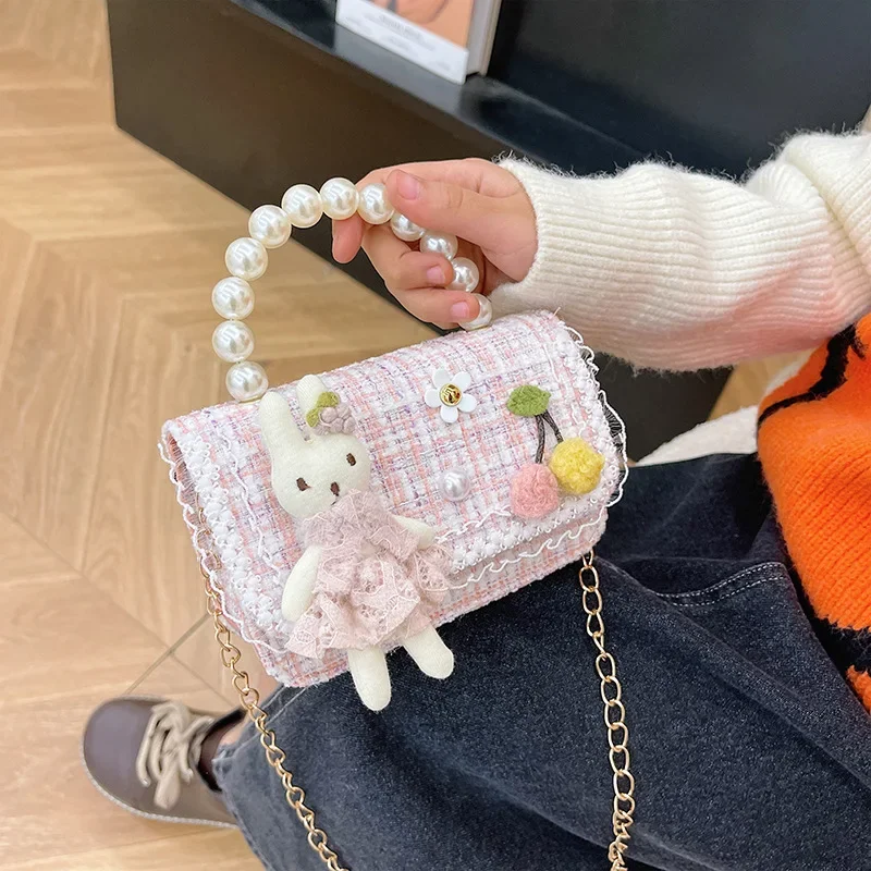 Casual Sweet Bunny Children's Pearl Handle Shoulder Bags Cute Baby