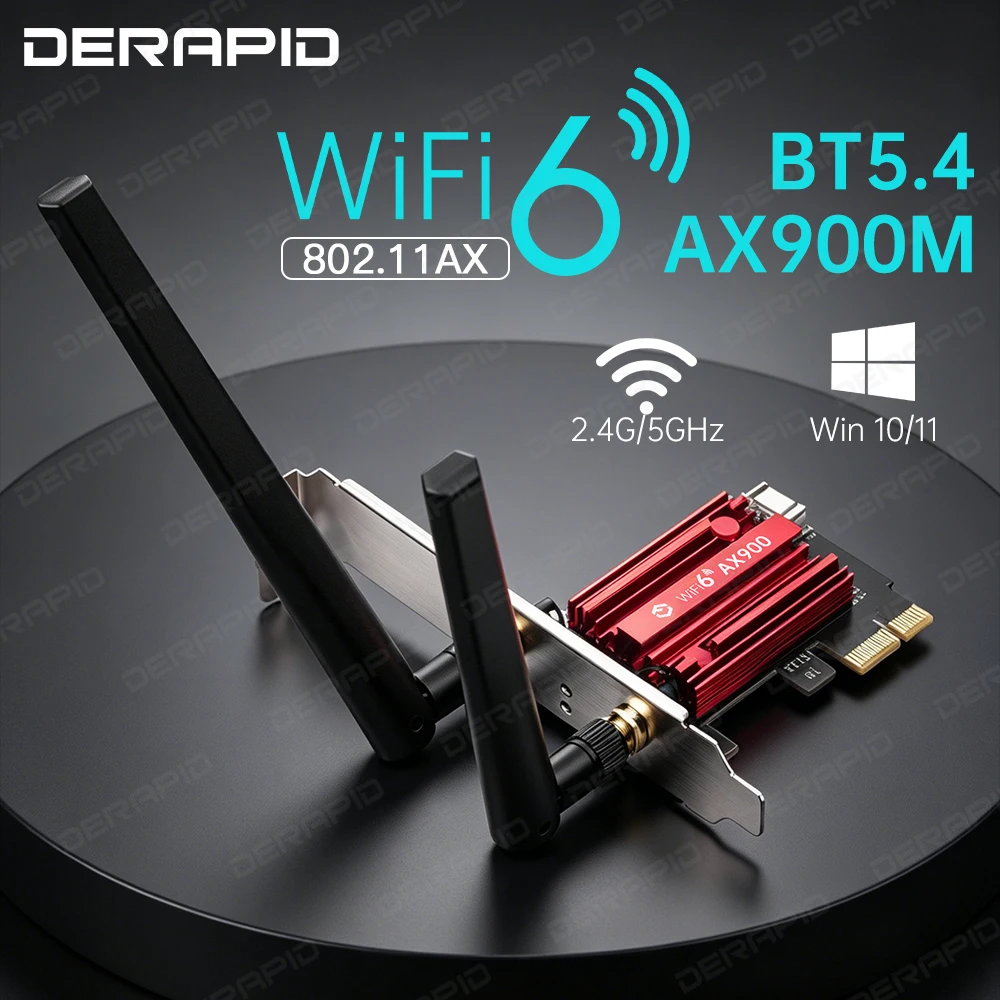 펜비 듀얼 밴드 2.4G 5G WiFi 6 AX900 PCIe X1 무선 어댑터 블루투..