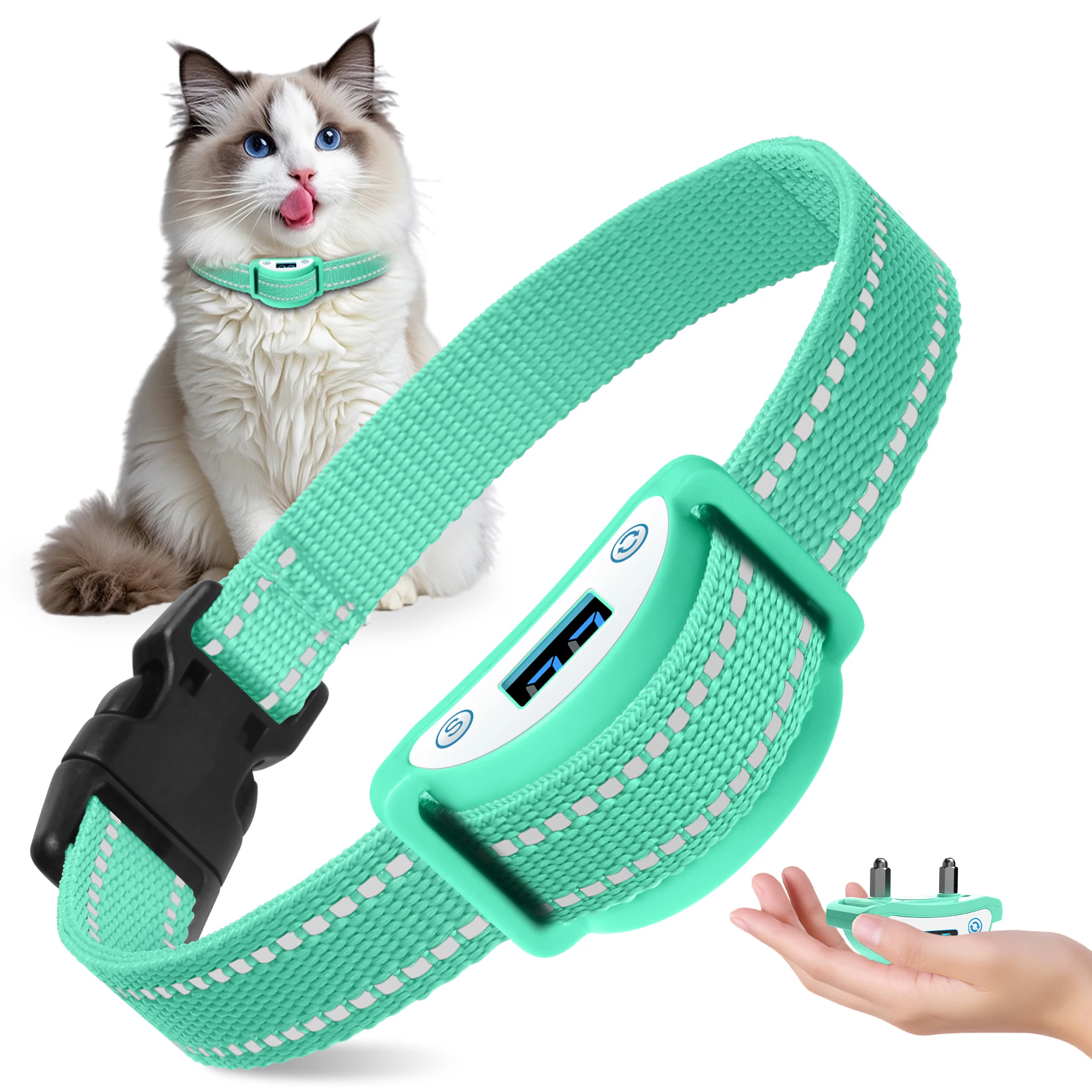Cat Shock Collar, Waterproof Cat Training Collar, Tiniest Shock Collar for Cats with Beep Vibration to Auto Stop Meow