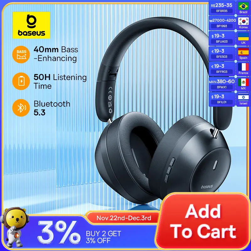 Słuchawki Baseus Bass 30 Max za $17.97 / ~77zł