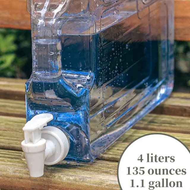 4L Outdoor Drinking Bucket Large-Capacity Transparent Water Storage Container Leak-proof PE Camping Water Tank Travel Supplies 3