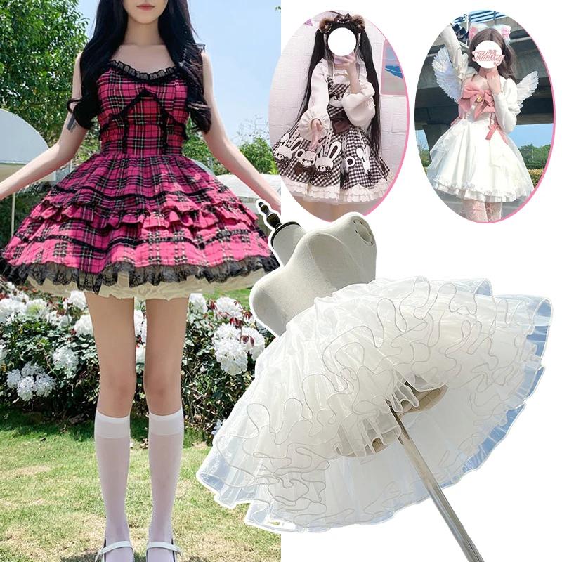 Lolita-Kleid 4-lagiger weißer Petticoat Flauschiger Rock ohne Stützstäbe aus weichem Garn, Zubehör für Ballonkleid, süßes Mädchen Japan 35CM/40CM – Detail 2