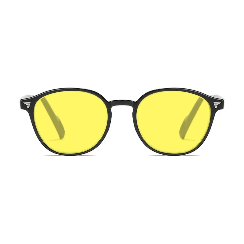 Ultralight Round Frame Yellow Lens Night Vision Glasses - Blue Light Blocking Eye Protection Eyewear