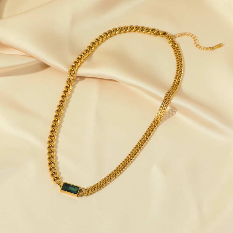 Jewelry sets jewelry set women earrings chain necklace EILIECK 316L stainless steel green crystal necklace bracelet earrings women luxury colorfast 3-piece set gift party