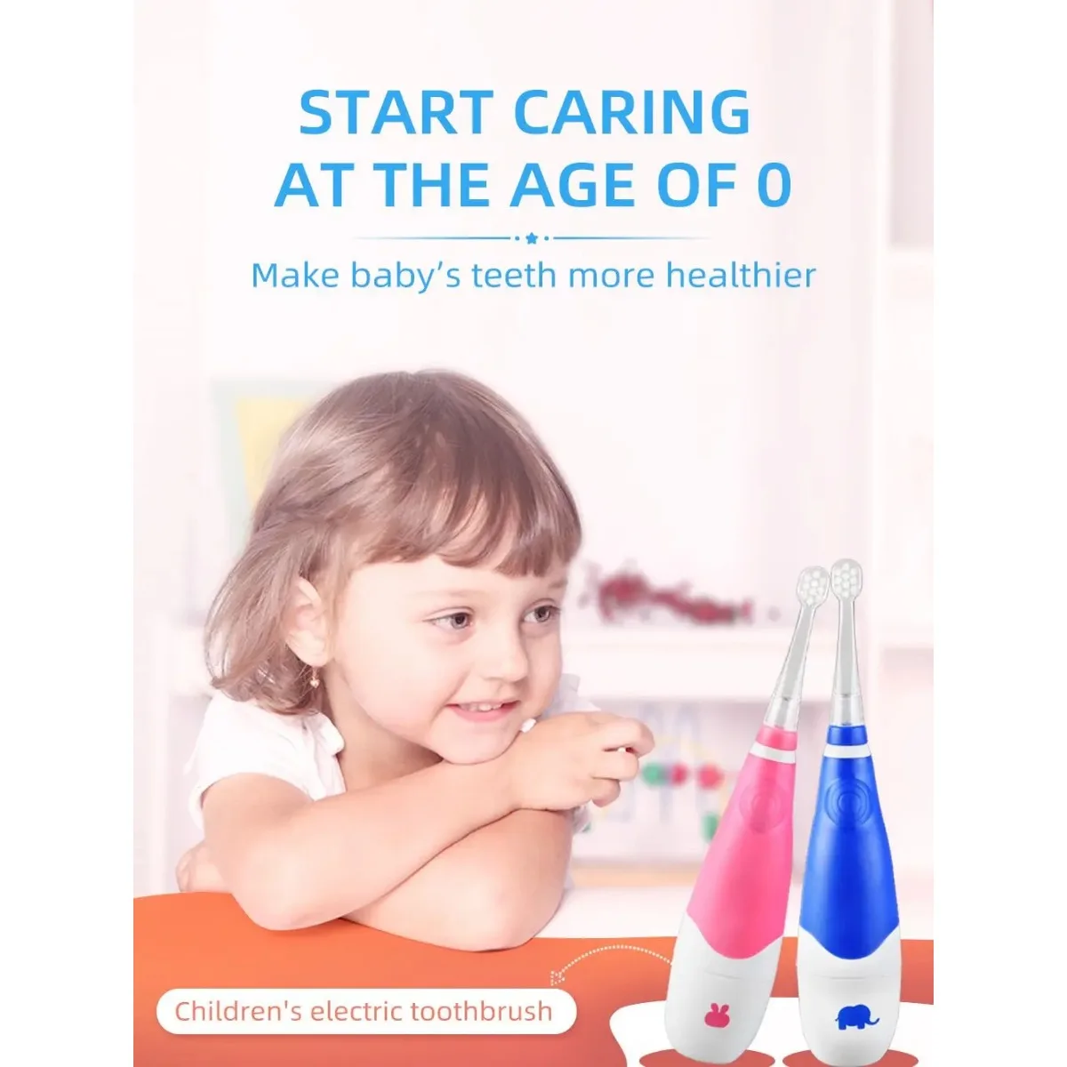 Seago Children Toothbrush 1PC 1 Handle 3 Heads Sonic Electric for Kid LED Light Mini Head and Big Handle