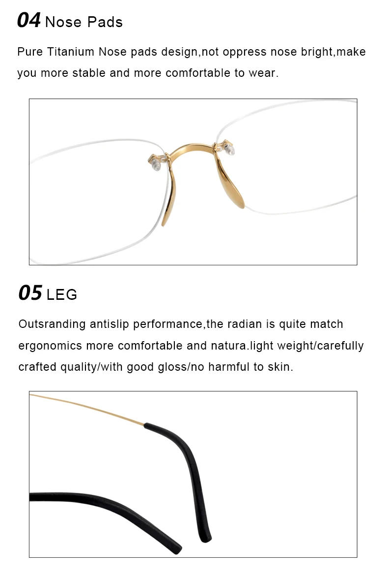 Krasivyy Men's Rimless Polygon Square Titanium Eyeglasses