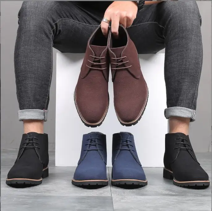 

Shoes Man Spring New Fashion Casual Men Ankle Chelsea Boots Male Shoes Cow Suede Leather Slip on Motorcycle Man Boot