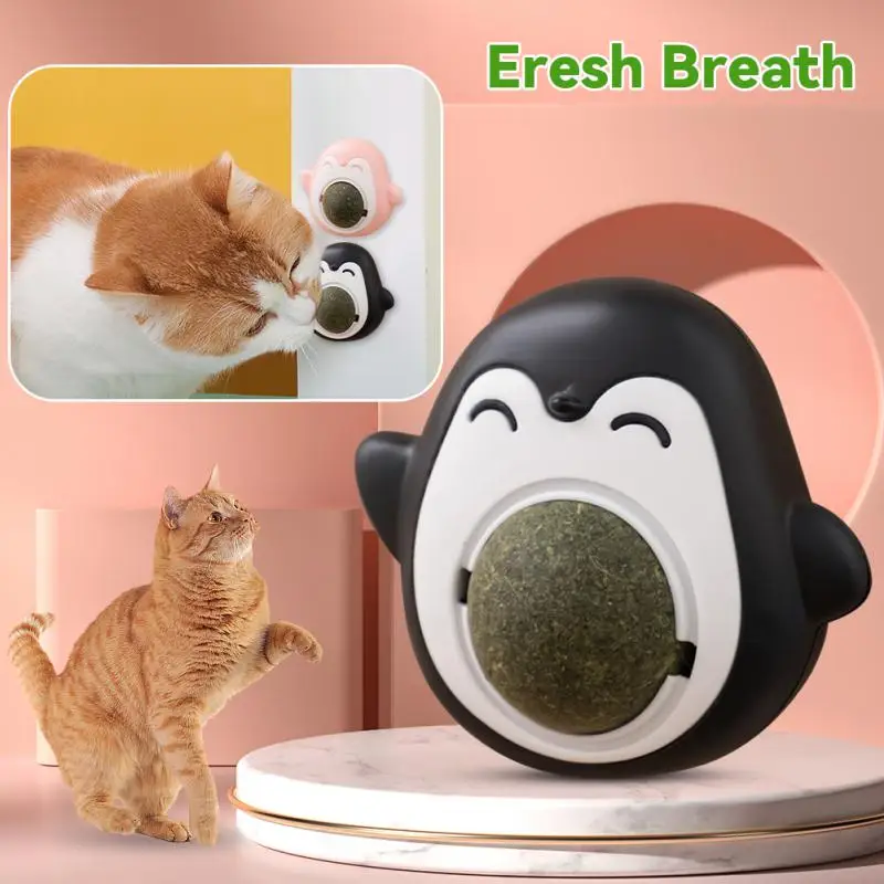 

Cat Mint Toys Catnip Balls Grinding Teeth Mint Ball Edible Safety Healthy Snack Rotatable Wall Stick-on Toy Pet Cat Accessories