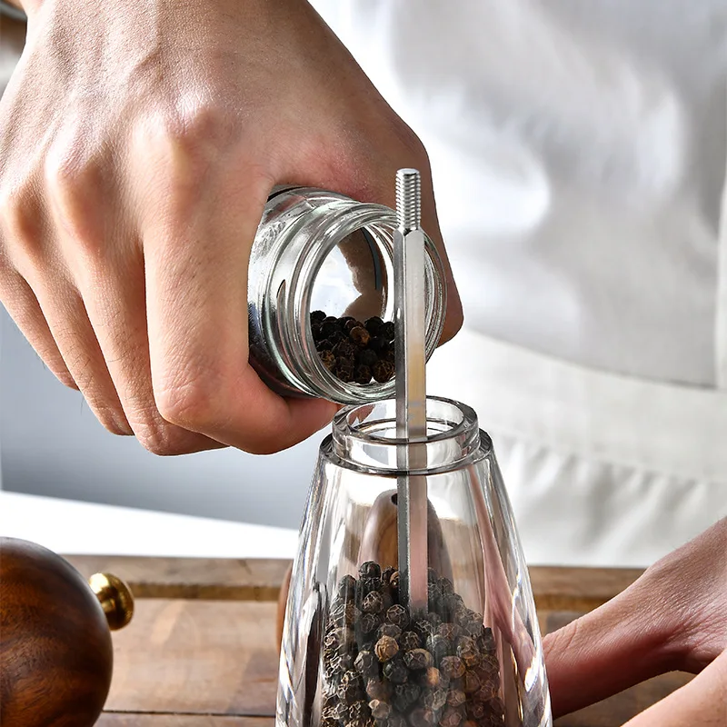 8 inch Acrylic Manual Pepper Grinder Salt Spice Grinder Seasoning Cruet Adjustable Herb Pepper Spice Grinding Home Kitchen Tool Salt and Pepper Grinder Nut Spice Grinder Herb Grinder Pepper Grinder Herb Spice Grinder