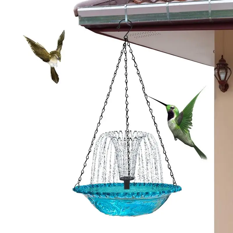 Fountains Hanging Bird Feeder Solar Bird Bath Water Fountain Hanging Solar Powered Hummingbird Bath Bowl For Garden Bird Feeder